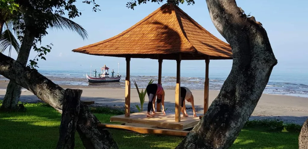 Yoga in gazebo at Puri Dajuma Bali retreat